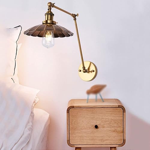 Miniatura 2 de Lámpara de pared ajustable con brazo oscilante, aplique de pared industrial retro, accesorios de iluminación de interior para mesita de noche,