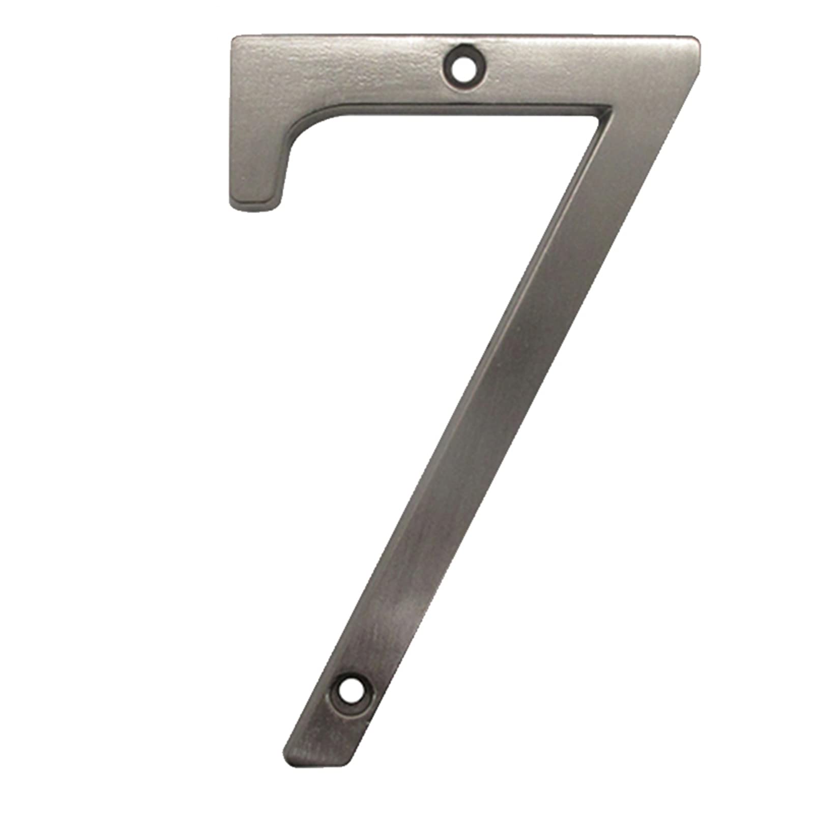 3D Floating House Plaque Numbers Silver Brushed Nickel 4 Inch Height Weatherproof Door Plate Address Digits Zinc Alloy Screw Mounted Big Mailbox Sign Exterior Signage #0-9, for Yard Street (7)