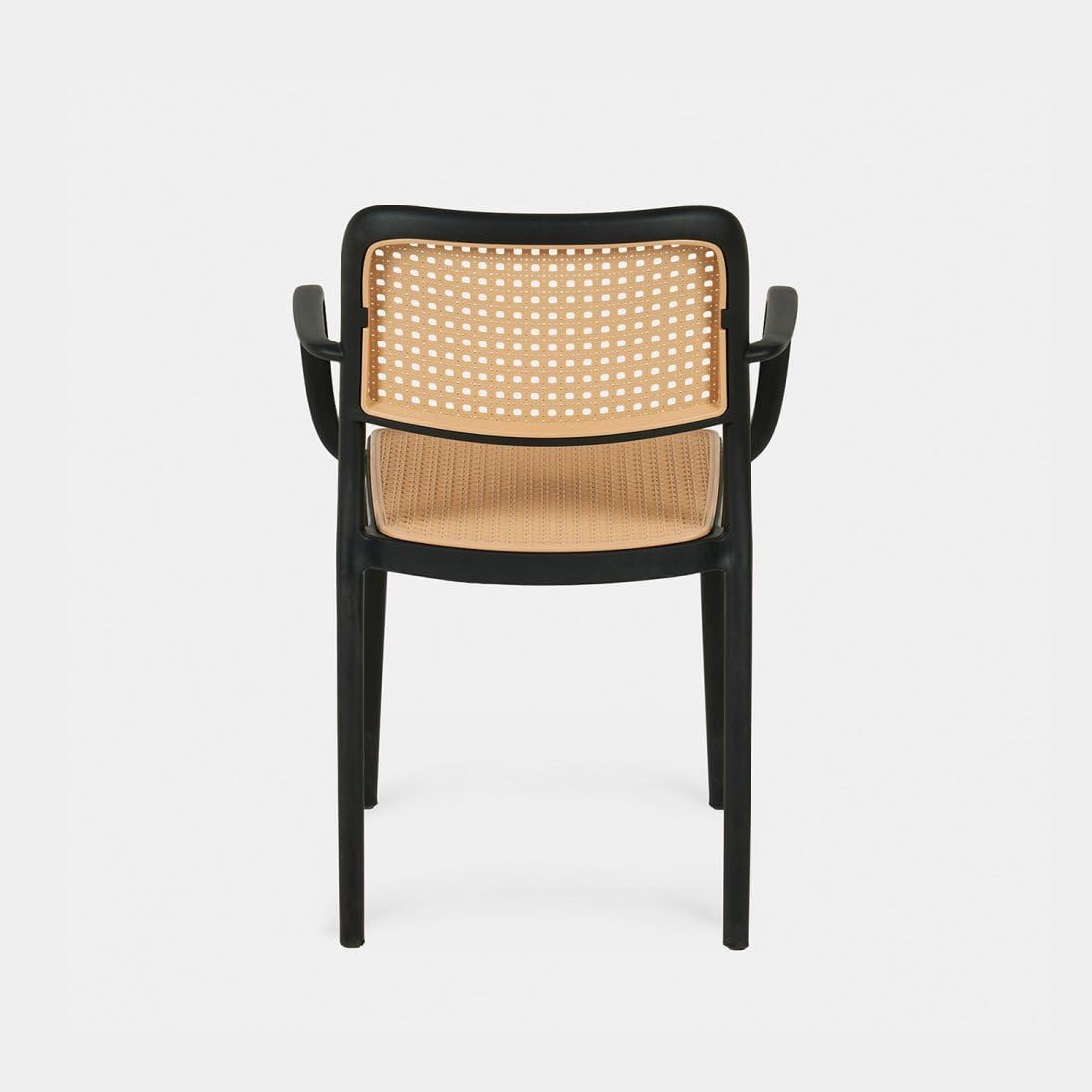 KLAST Silla Kaira con Reposabrazos de Polipropileno Negro, Diseño Vintage, Apilable y Ligera, Ideal para Salón, Cocina o Terraza, Dimensiones 57 cm x 81 cm