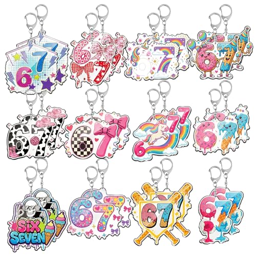 TheClover 67 Keychain 24 Pack Set I Was 6 Now Im 7 Acrylic Keychains Perfect as 67 Party Favors & 6 7 Party Favors Bulk 67 Keychain Set for Birthday Goody Bags