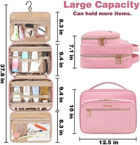 Toiletry Bag Travel Bag with Hanging Hook, Large Water-Resistant Cosmetic Make up Organizer for Women and Men, Full Sized Container, Perfect for Travel Daily Use, pink 3 Toiletry Bag Travel Bag with Hanging Hook, Large Water-Resistant Cosmetic Make up Organizer for Women and Men, Full Sized Container, Perfect for Travel Daily Use, pink