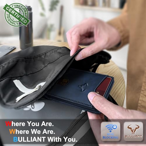 Image of BULLIANT Men Slim Leather Pocket Wallet Bill Holder 11Cards-Genuine Leather | RFID Blocking | Easy Access | Gift Boxed