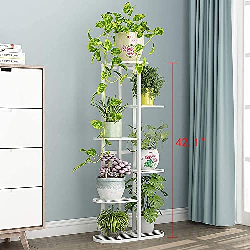 Image of MetalTouch Multi-Tiered Metal Flower Pot Stand - Indoor 6 Layer Tier Iron Plant Pot Display Rack Plant Pot Holder Tall Plant Flower Shelf for Living Room Balcony Living room & Court Garden (White)