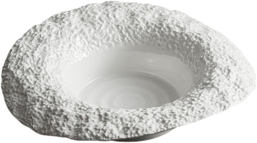 iplusmile 8.5 Inch Pasta Bowls with Wide Rim - Ceramic Soup Plate with Rock Texture - Hat Shaped Deep Salad Bowls for Plating, Stoneware Dinnerware for Spaghetti and Dessert