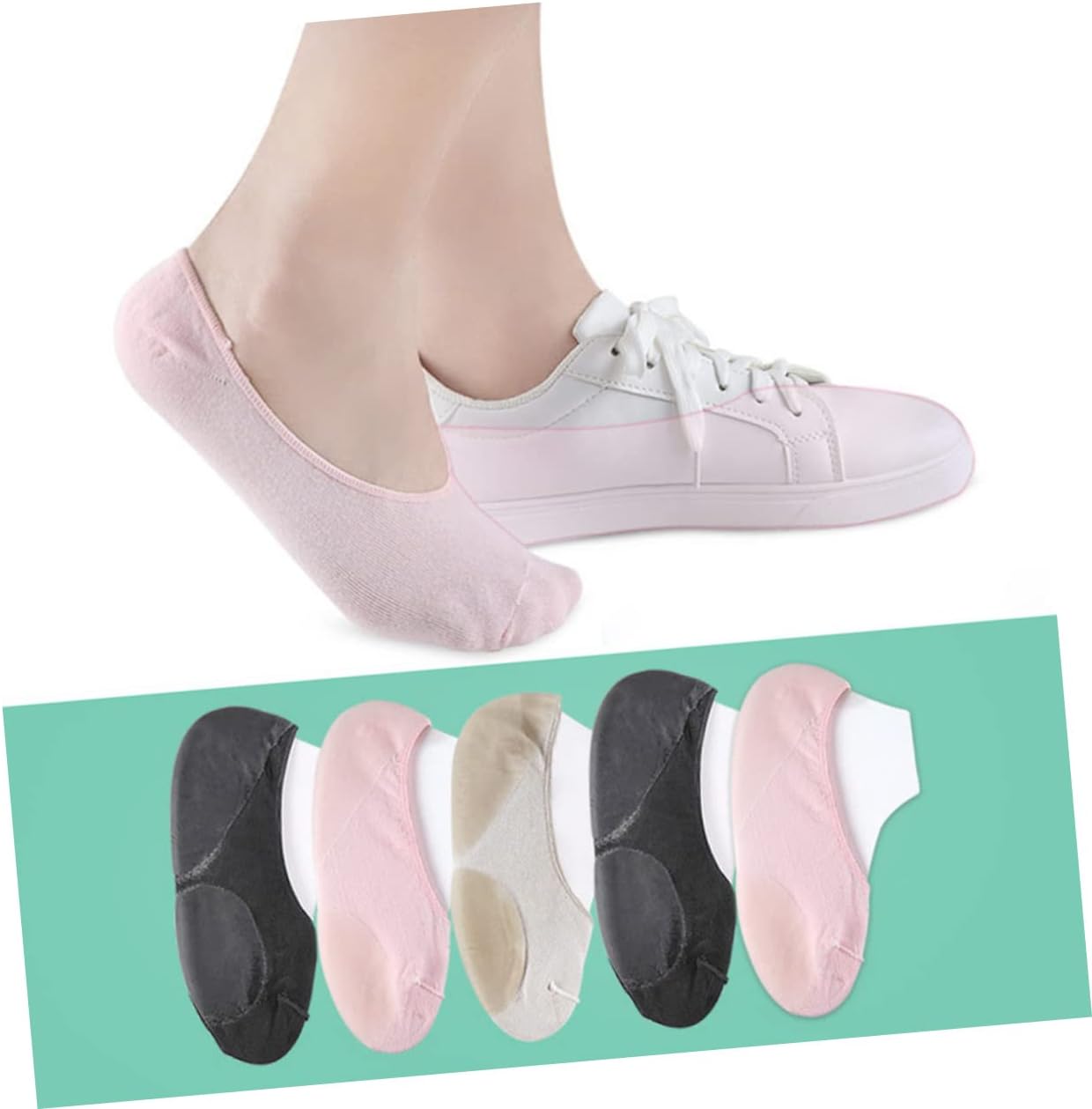 Girls Gel Ankle Socks Moisturizing Cotton Spandex Beige