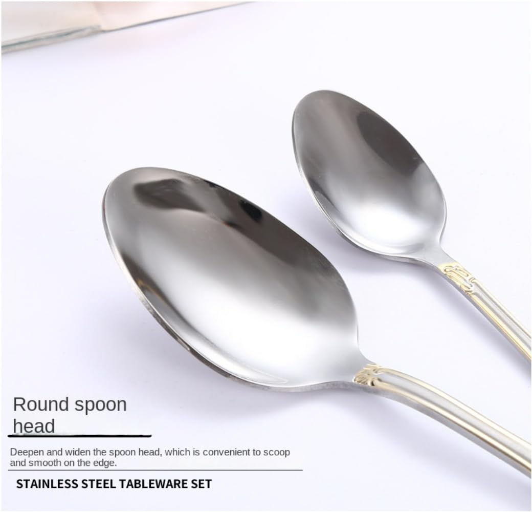 16 Pezzi Placcati In Titanio Fiori Incisi Cucina Acciaio Inossidabile Argenteria Posate Posate Coltelli Forchette Cucchiai Set Per 4 Persone, Hotel Casa Coltello Da Bistecca Cucchiaio Da Dessert (UN)