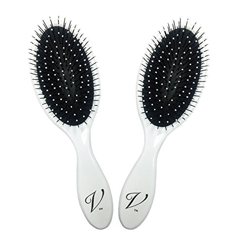 2-PAC k V Pro Detangle Styling Hair Brush with IntelliBristles and Soft Tip - Bright White