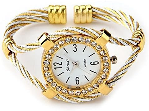 skyllc® Gold Golden Lady Crystal Rhinestone Wrist Watch Bangle Bracelet