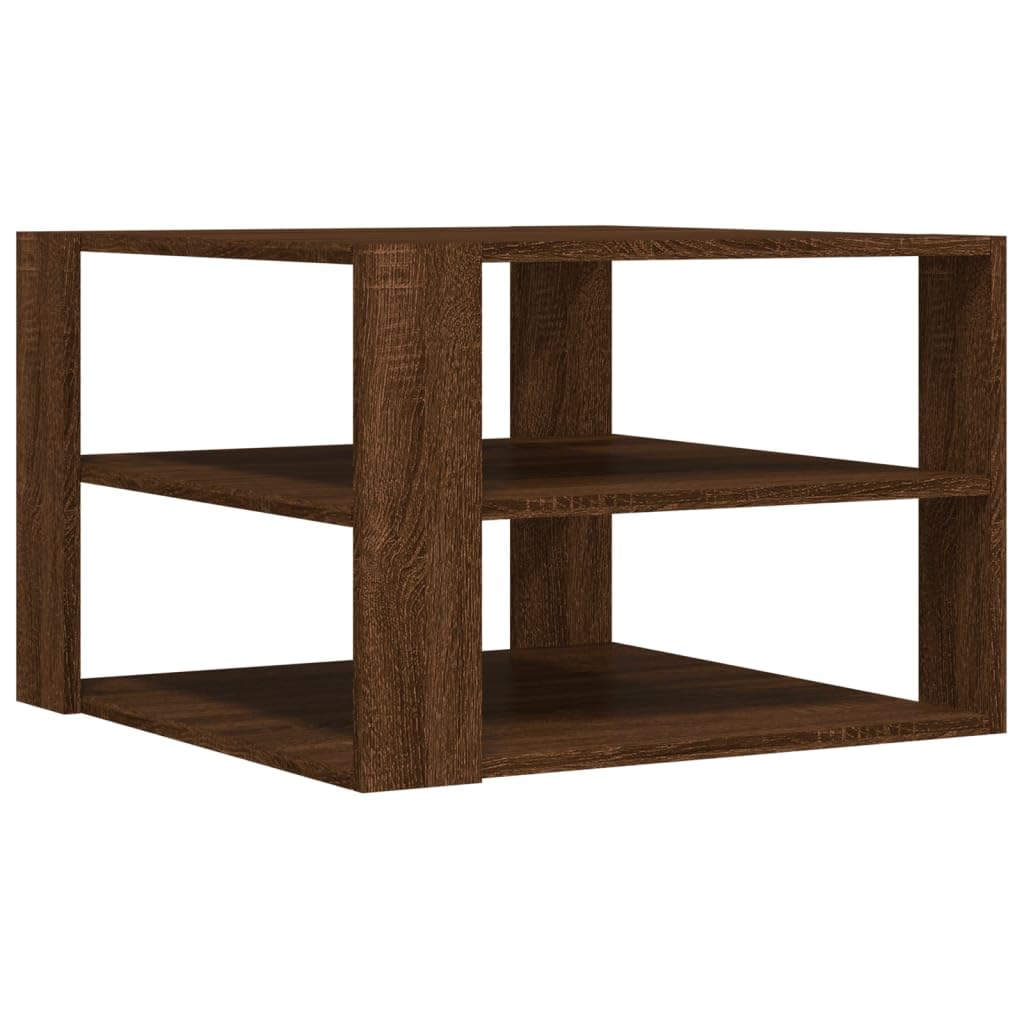Homgoday Tavolino da caffè in rovere marrone, 59,5 x 59,5 x 40 cm, in legno ingegnerizzato, tavolino da tè per soggiorno, sala d'accoglienza degli ospiti, camera da letto e ufficio