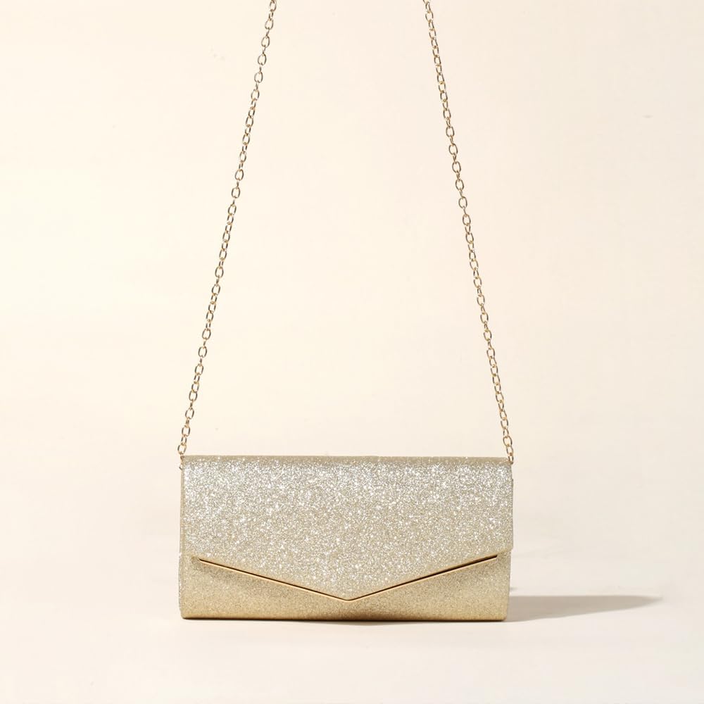 Pochettes et Clutches Femme Pochette Soiree Classique de Style Enveloppe en Paillettes Brillant Style Chaîne Démontable Chic Sac à Main Bandoulière pour Mariage Fete Boule