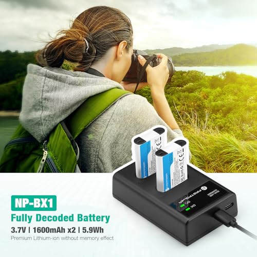 Image of FirstPower NP-BX1 /M8 Battery 2-Pack and USB Dual Charger for Sony ZV-1 | Compatible with Sony ZV-1 II, ZV-1F, Cyber-Shot DSC-RX100, RX100 II, RX100 III, RX100 IV, RX100 V, RX100 VI, RX100 VII, etc