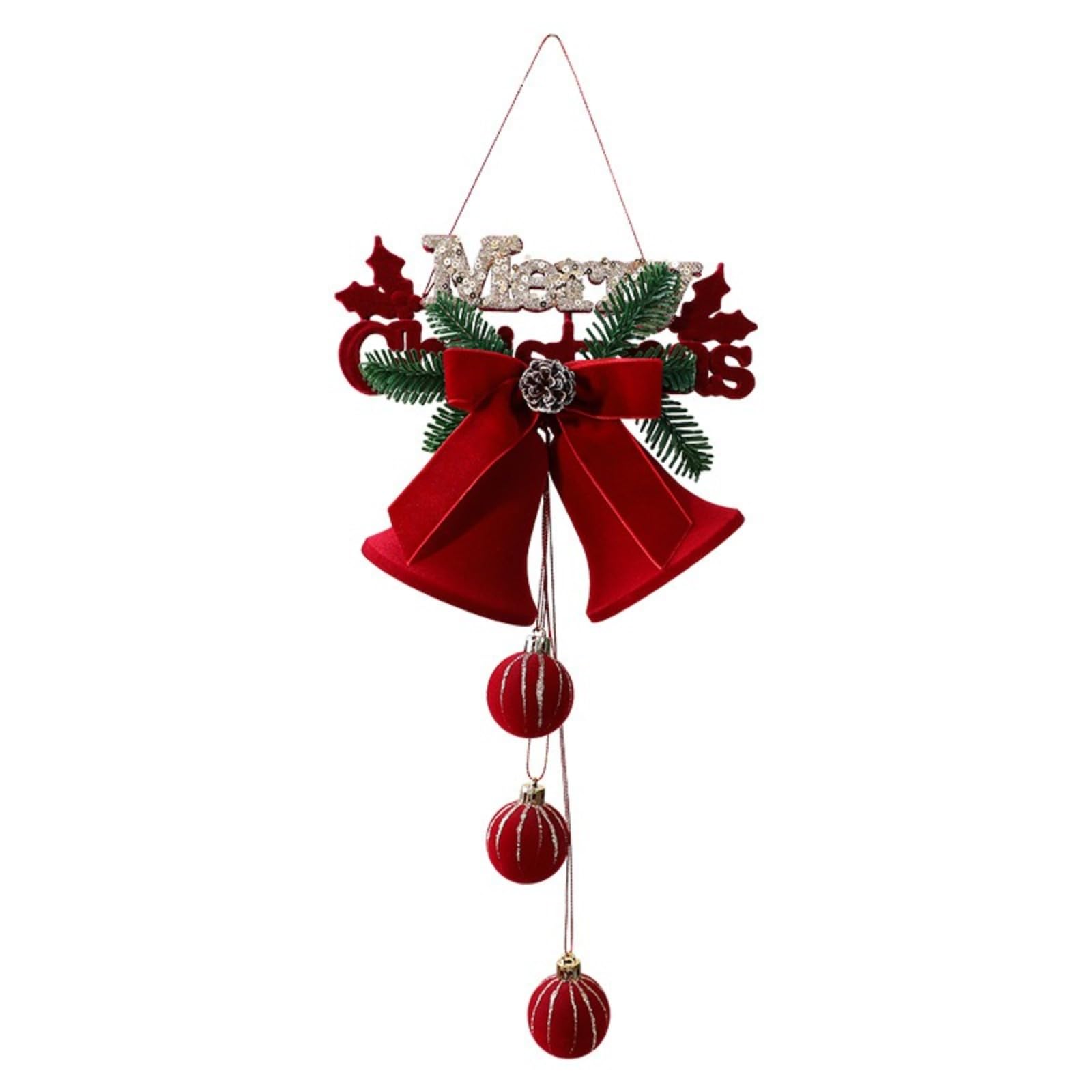 Wine red Velvet Christmas Tree Decoration Bell Hanging Ornament