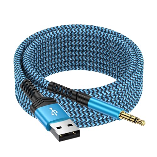 Image of USB to 3.5mm Audio Jack Adapter ,3FT USB A Male to AUX Male Audio Cable AUX Cord TRS Stereo Nylon Braided for Headphones Speaker PC Laptop PS5 PS4 Windows Mac OSX Computer,NOT for Charging /PS3 /Car