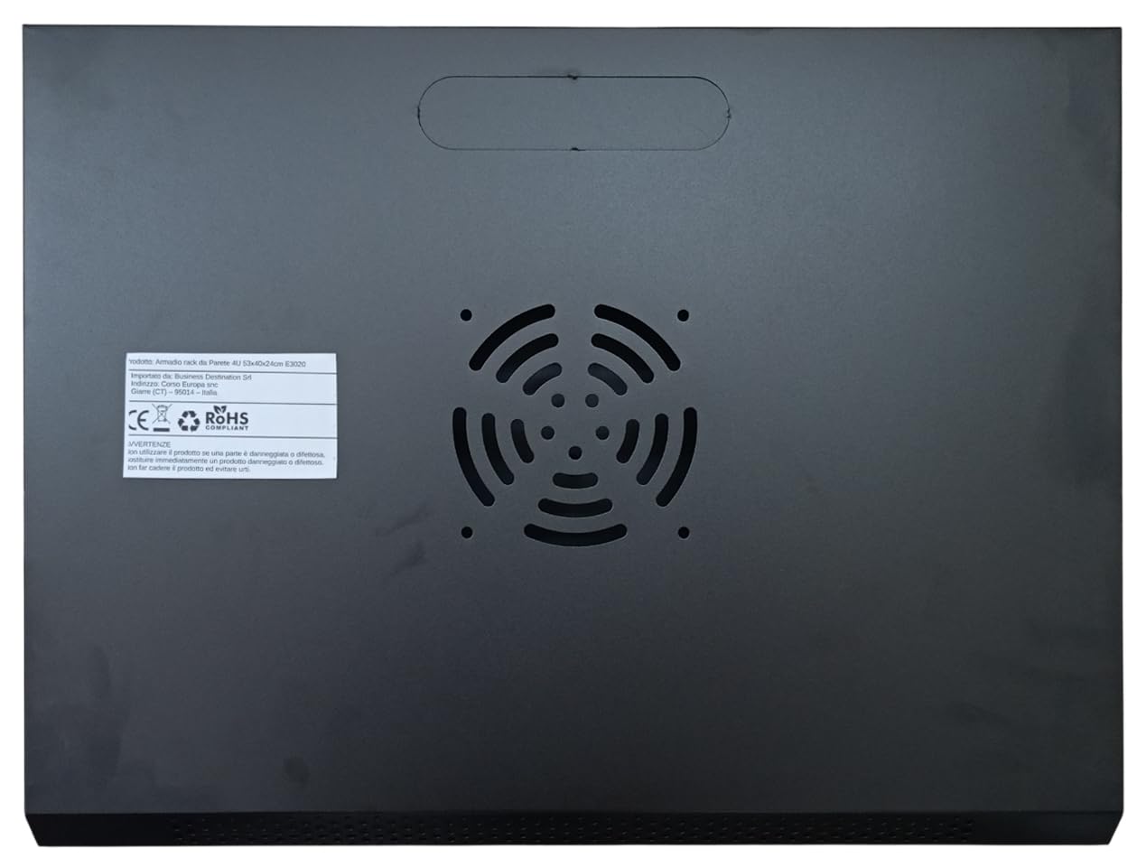 Armadio Rack da Parete 4U 19" Acciaio Nero Porta Vetro Temperato Serratura 53x40x24 cm per Server Switch DVR Router