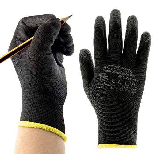 EXBRIECO 240, 120, 60, 12 o 6 Pares, Guantes de Protección, Guantes de trabajo, Poliéster y Poliuretano, EPI, 3121X, Duradero, Ligeros, Resistencia a la Abrasión, Jardinería, Reparaciones, Mecánica Cover