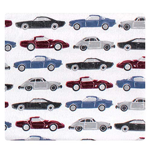 Image of Little Treasure Hudson Baby Cotton Poly Flannel Receiving Blankets Multipack, Blue Vintage Cars, 30x30 inches
