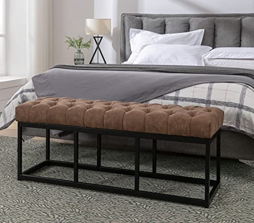 Estgc Upholstered Tufted Long Bench With Metal Leg,End Of Bed Bench For Bedroom,Entry Way Bench. #TOP4