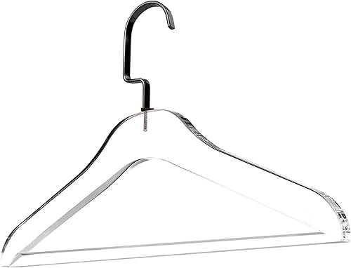 Miniatura 2 de Designstyles Perchas de acrílico transparente  Paquete de 10 elegantes y resistentes organizador de armario con ganchos de acero cromado dorado