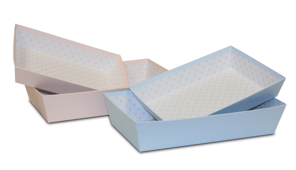 Set of Three Trays Carton Blue 33_cm blue