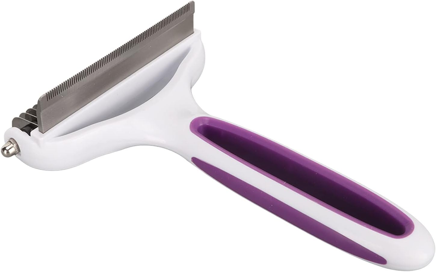 Pilipane Pet Deshedding Brush Dual Purpose Dematting Comb and Deshedding Tool for Cats Dogs Safe Durable (Violet)