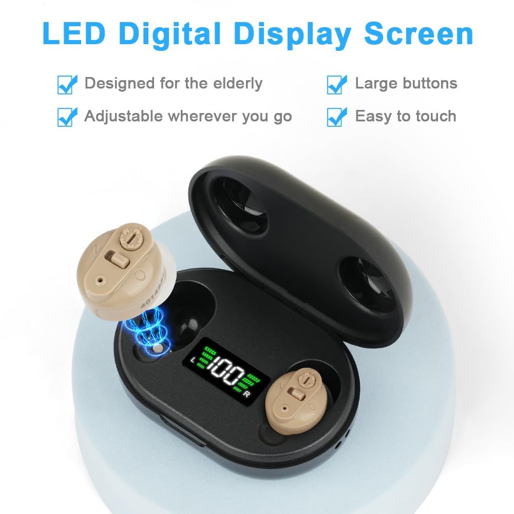 Aolso Dispositivo Recargable, Estación de Carga USB, Caja de Almacenamiento, Ajuste Ergonómico, Auriculares Inalámbricos, Tono de piel-1Par