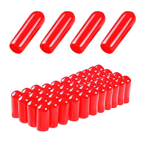Rubber Round End Cap Cover 3/25 Inch (3mm) Screw Thread Protectors PVC Flexible Tubing Pipe Protective Bolt Screw Thread Protector Safety Cover | for Pipe Post Tubing Rod Cover 100 Pcs (Red)