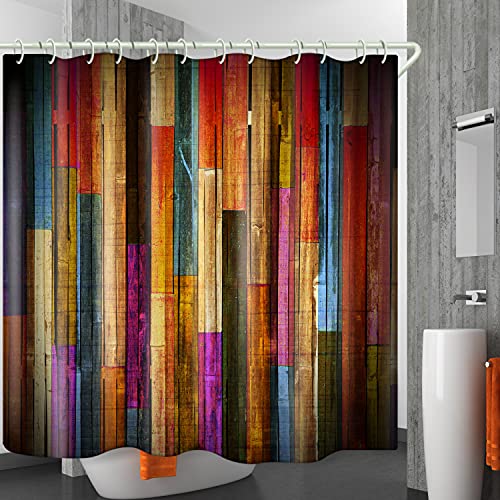 Image of Shower Curtains Waterproof Polyester Fabric,Shower Curtain Liner for Bathtub Bathroom with 12 White Hooks (72 x72 inches)