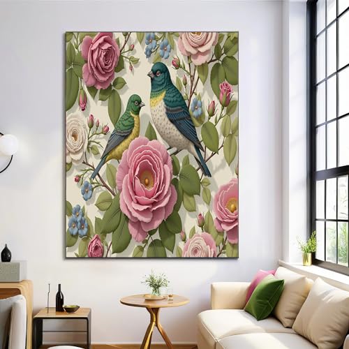 Cuadro en lienzo botánico de rosas vintage para decorar paredes de comedor 1
