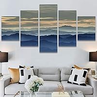 SIGNWIN 5 Panel Canvas Wall Art Orange Sunset for Home Decorations Ready to Hang - 60