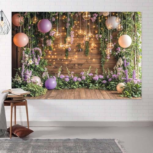 Fondo Floral de Pared Morado 7x5 ft para Fotografía miniatura 5