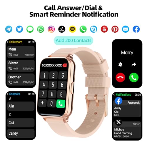 Image of Smart Watch Fitness Tracker Make /Answer Calls for Women Men with Heart Rate Blood Oxygen Sleep Monitor Sports Modes Step Calorie Counter IP68 Waterproof for Android Phones and iPhone