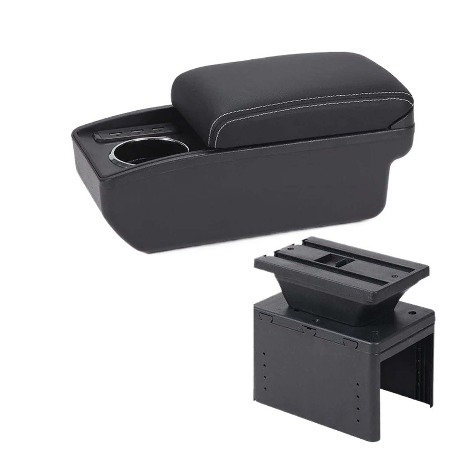 Hguvsjd Armrest Box For Hyundai I20 2021 2022 2023 2024 Armrest Interior Parts Center Console Storage Box Car Armrests(B Black white 6USB)