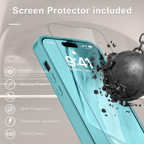 Image of for iPhone 15 Plus Case, iPhone 14 Plus Case, Matte Magnetic Phone Cover with 1 Screen Protector [Support for MagSafe] [Shockproof Military Grade Protection] Translucent Frosted Back, Light Blue