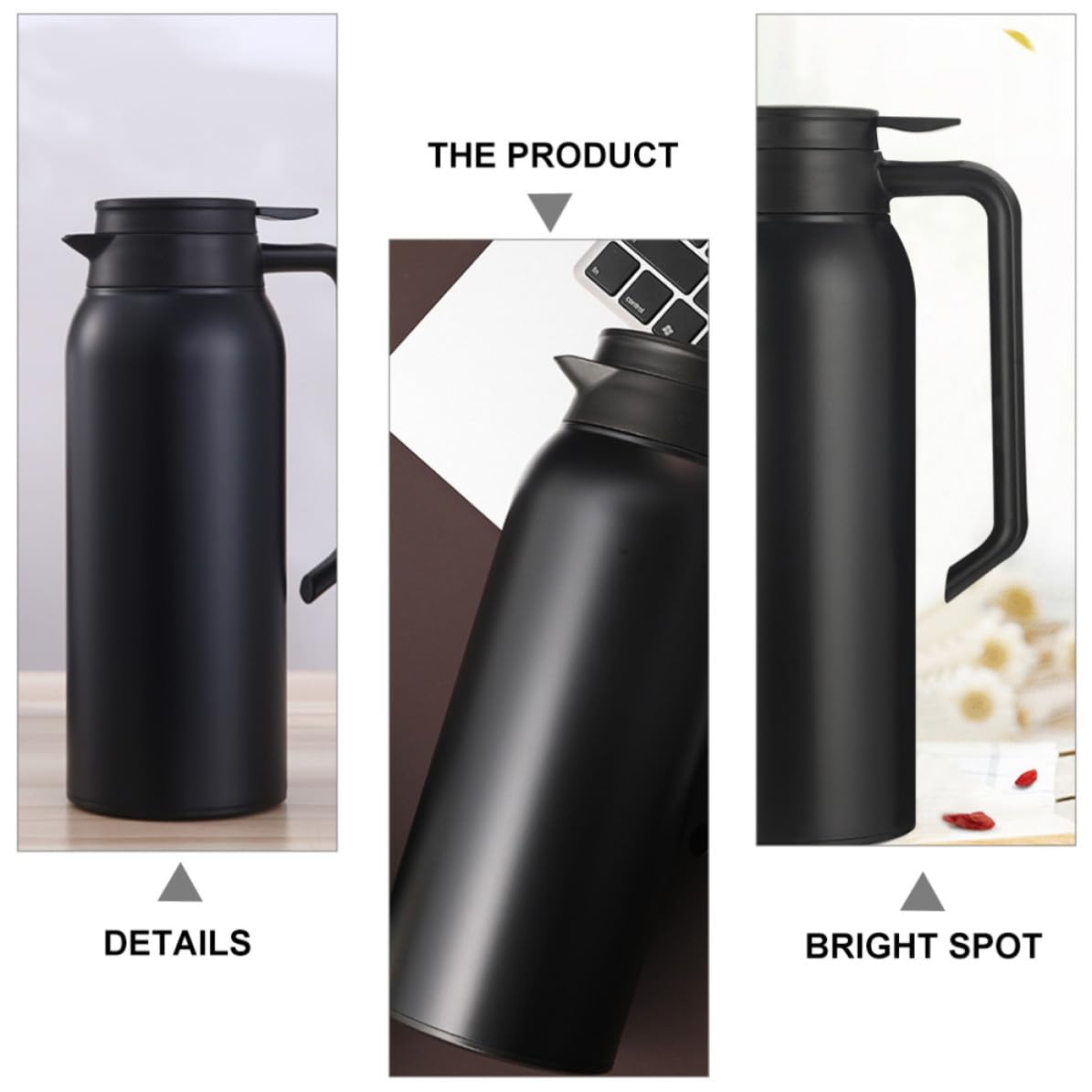 INOOMP Botella Térmica de Acero Inoxidable 1500ml Aislamiento al Vacío y Diseño Práctico para Mantener el Calor en Actividades al Aire Libre