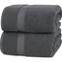 Sabana De Baño Utopia Towels - Pack de 2 Toallas de Baño Jumbo de Lujo (90 x 180 CM, Negro) - 100% Algodón Ring Spun, Altamente Absorbente, Suave y de Secado Rápido(Gris)