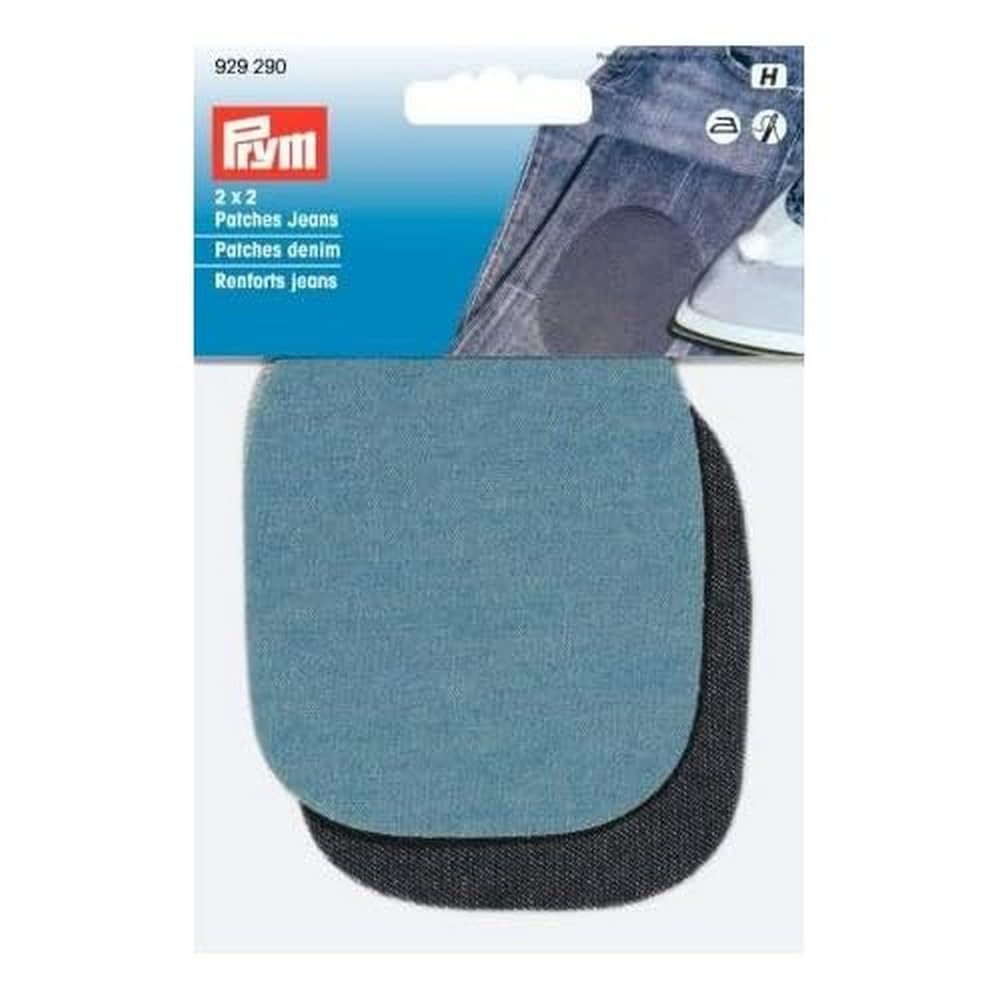 Prym 9 x 8 cm 2 Pair of Denim Patches for Ironing/Sewing-On, Light Blue/Dark Blue