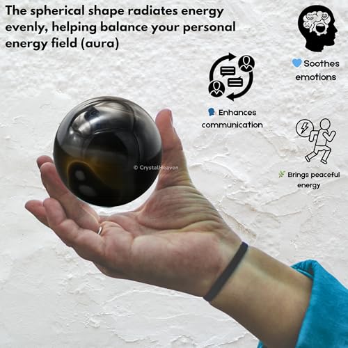 Image of Certified Black Onyx Crystal Ball for Meditation - Premium Crystal Vastu Items for Home and Feng Shui Items for Good Luck - Ideal for Pooja Supplies and Spiritual Practices (2 inch Inch)