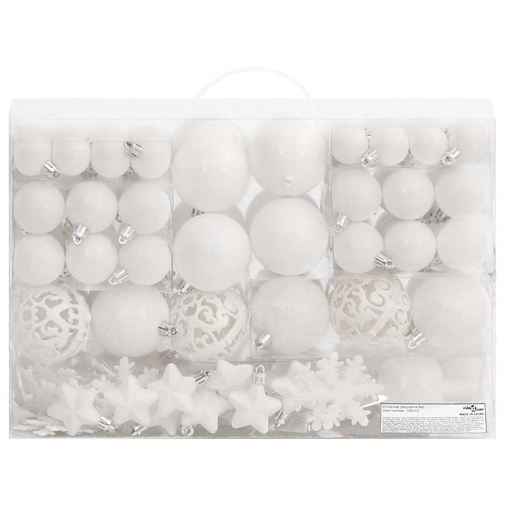 Boules de Noël blanc en polystyrène (kit de 111 pièces) pour décoration de sapin festive