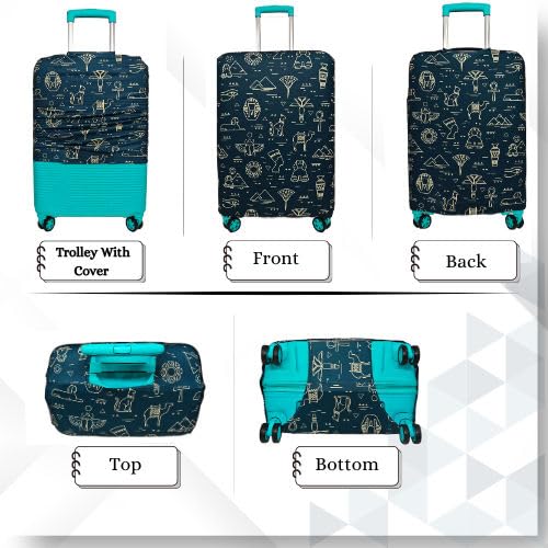 Image of Printed Luggage Cover for Traveling Bag & Suitcase - Stretchable & Scratchproof Trolley Protector with Velcro Lock & Lightweight Washable Material(Suitcase Bag Not Included, Only Cover in Product)