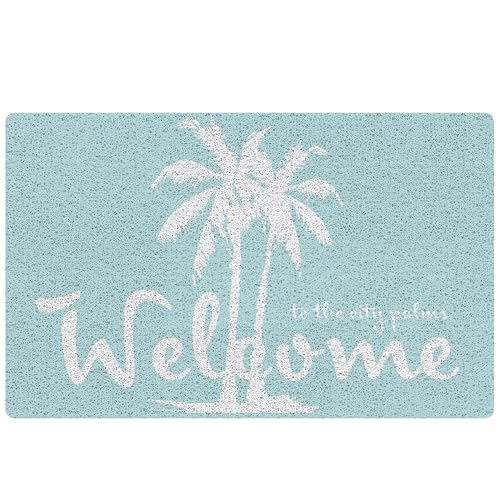 RYYCDOI Tropical Palm Tree Welcome Mat, Blue Summer Coastal Beach Door Mats Doormat for Front Door...