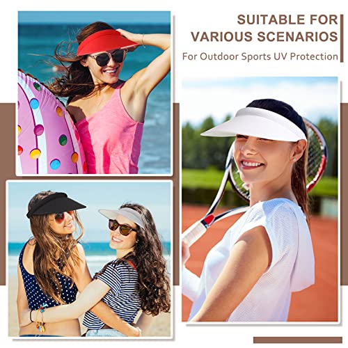 6 Pieces Sun Visors Hats Summer Empty Sun Protection Sports Wide Visor Hats Clip On Women Men For Golf Tennis Running Cycling Jogging #TOP6