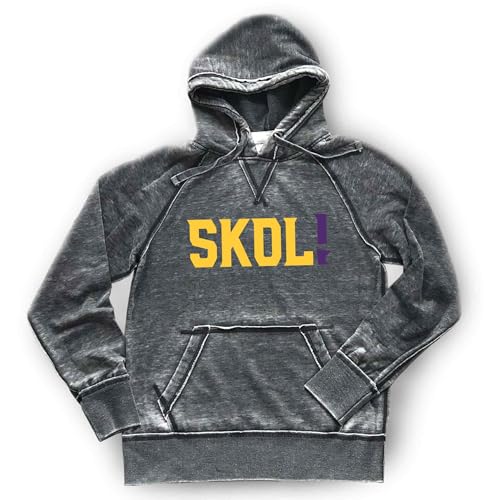 SKOL! Vikings Hoodie Unisex Men's Women's Minnesota Football Sparkly or Matte Soft Lightweight Hooded Sweatshirt, Gray (XL, Dark Grey Hoodie/Yellow Gold/Purple Matte)
