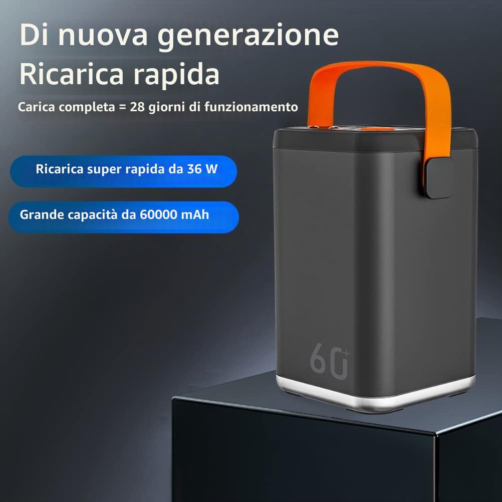 KENANLAN Powerbank 60000 mAh di grande capacità esterna 36 W PD QC 3.0 Power Bank,4 porte USB Mobile Power Bank Outdoor Portatile 36 W