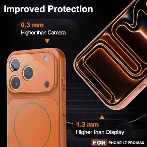 Image of SHINESTAR iPhone 17 Pro Max Case - Premium Shockproof Protective Cover, Wireless Charging Compatible, Slim & Durable Luxury Back Cover with Camera Protection (Orange)