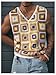 Verdusa Men's Boho Floral Crochet Sweater Vest Summer Streetwear Going Out Knit Tops Multicolor Small