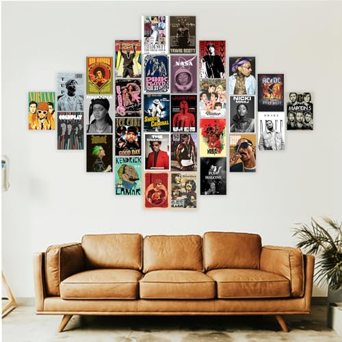 Image of Wallgasm Music Poster Set - Pack of 30, 10x15cm 300GSM Posters | Poster Set For Room, Wall Art for Bedroom, Gym, Office - Musician Posters - Music Wall Collage Kit