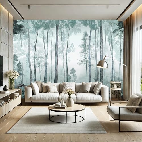 AMUGISH Misty Forest Wall Mural – Tranquil Woodland Scene Wallpaper with Deer and Soft Greenery, Peel and Stick - Ideal for Living Rooms, Bedrooms, and Nurseries by AMUGISH - Image 3