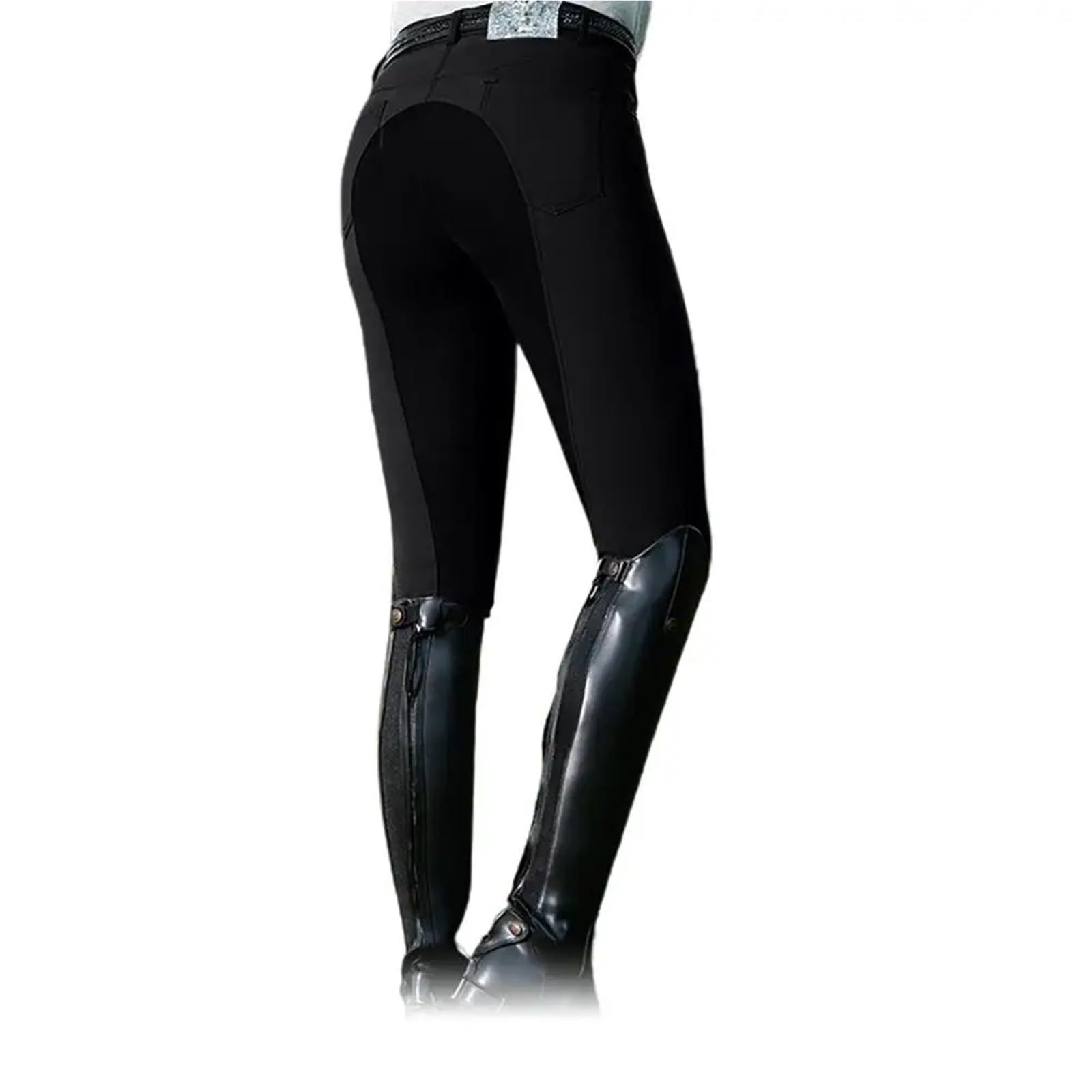 pantalón de Equitación y Ciclismo, Ropa para Mujer y Hombre, pantalón de Cintura Alta a la Moda (Black, M)