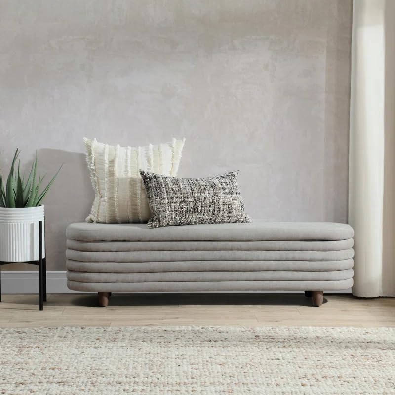Gerald Flip Top Storage Bench End-of-Bed Ottoman Storage Bench Ottoman Bench with Storage for Living Room Bedroom & Entryways Grey-image-3