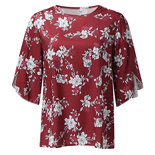 Womens Work Tops Cowl Neck 4Th Of July Lace Tank Tops For Women Sexy Women Summer Casual Scoop Neck Loose Top Seven Points Sleeve Printed St Patricks Day Shirt Women V Neck #TOP2